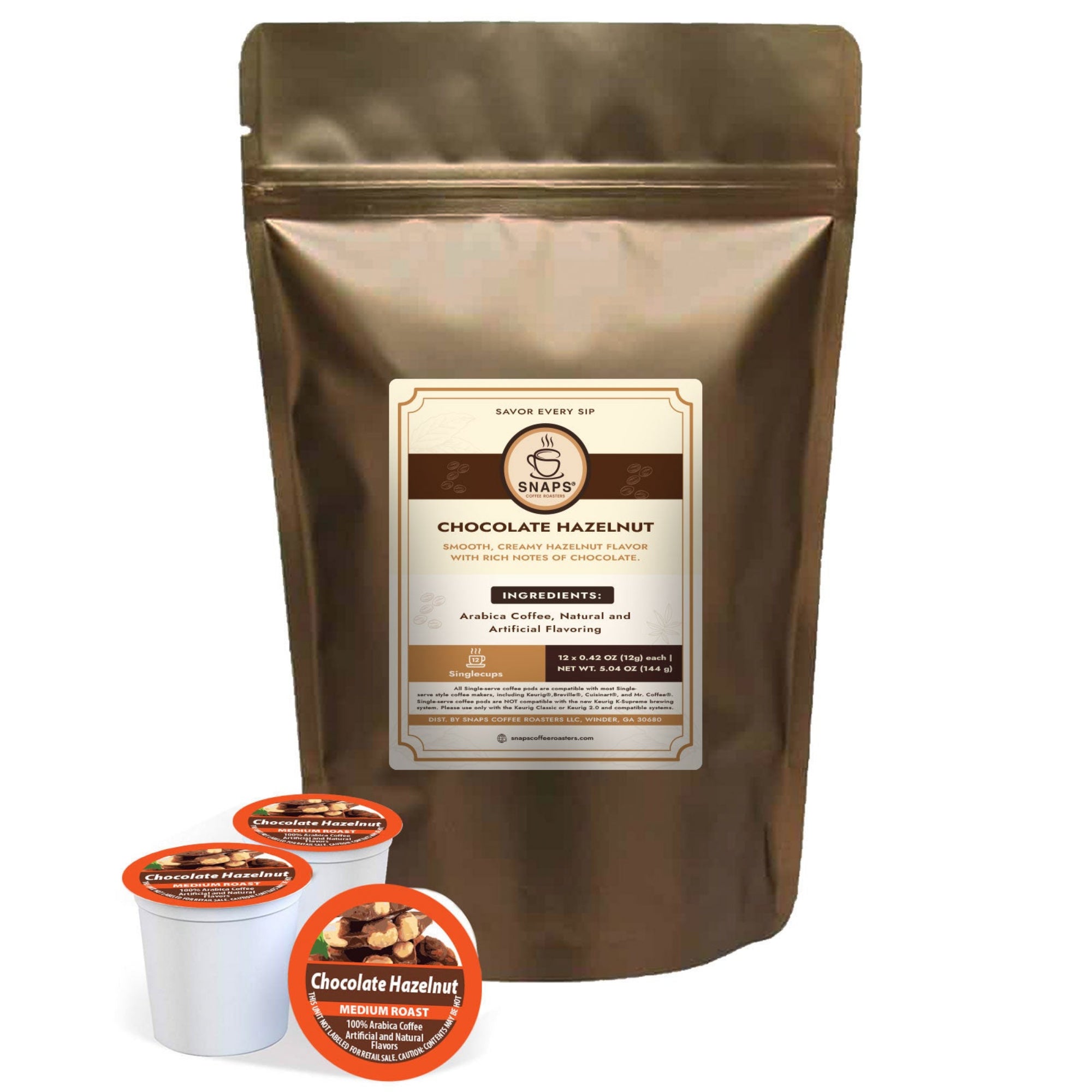 Chocolate Hazelnut Single Cup – Snaps Coffee Roasters LLC